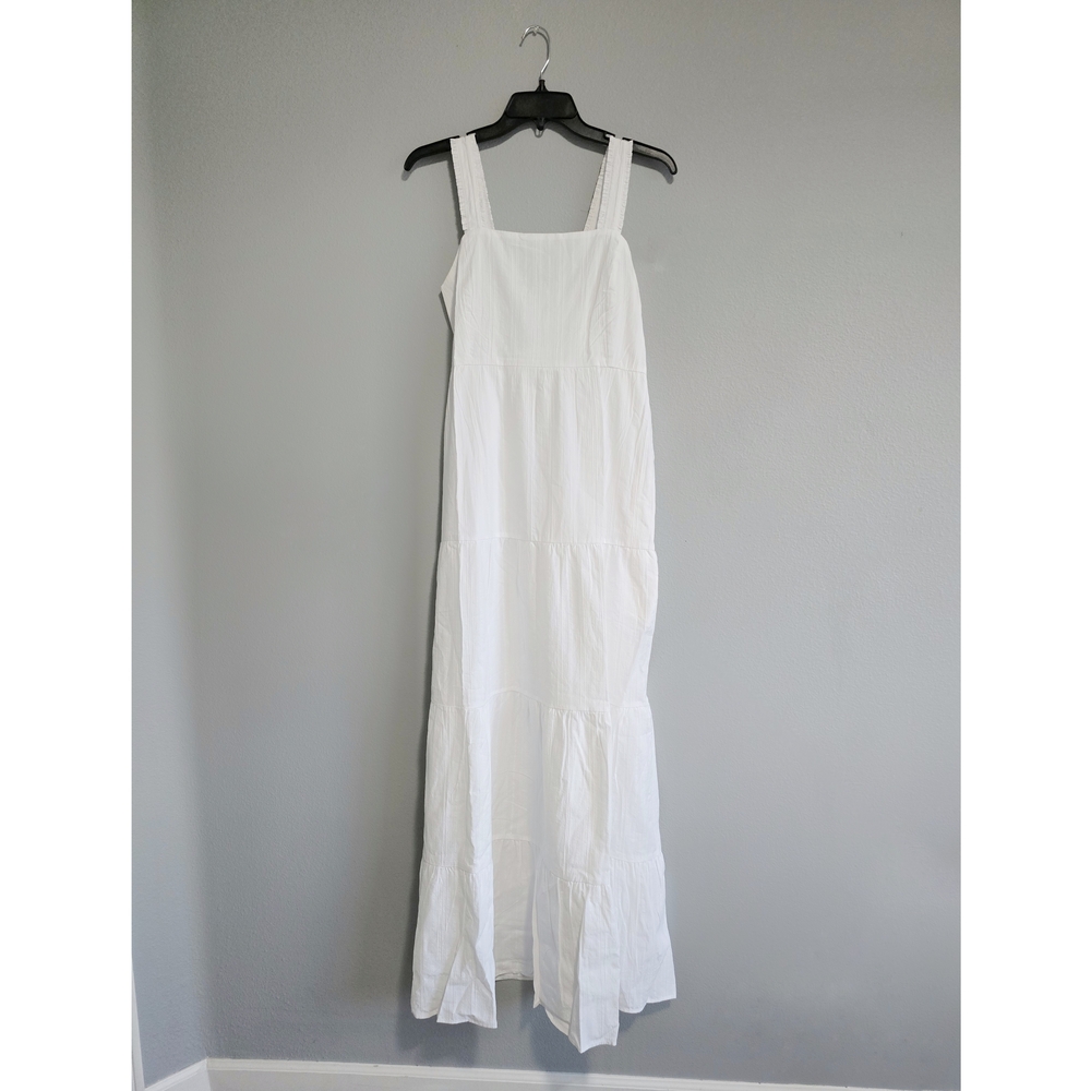 DKNY White Tiered Tank Dress Maxi Size M